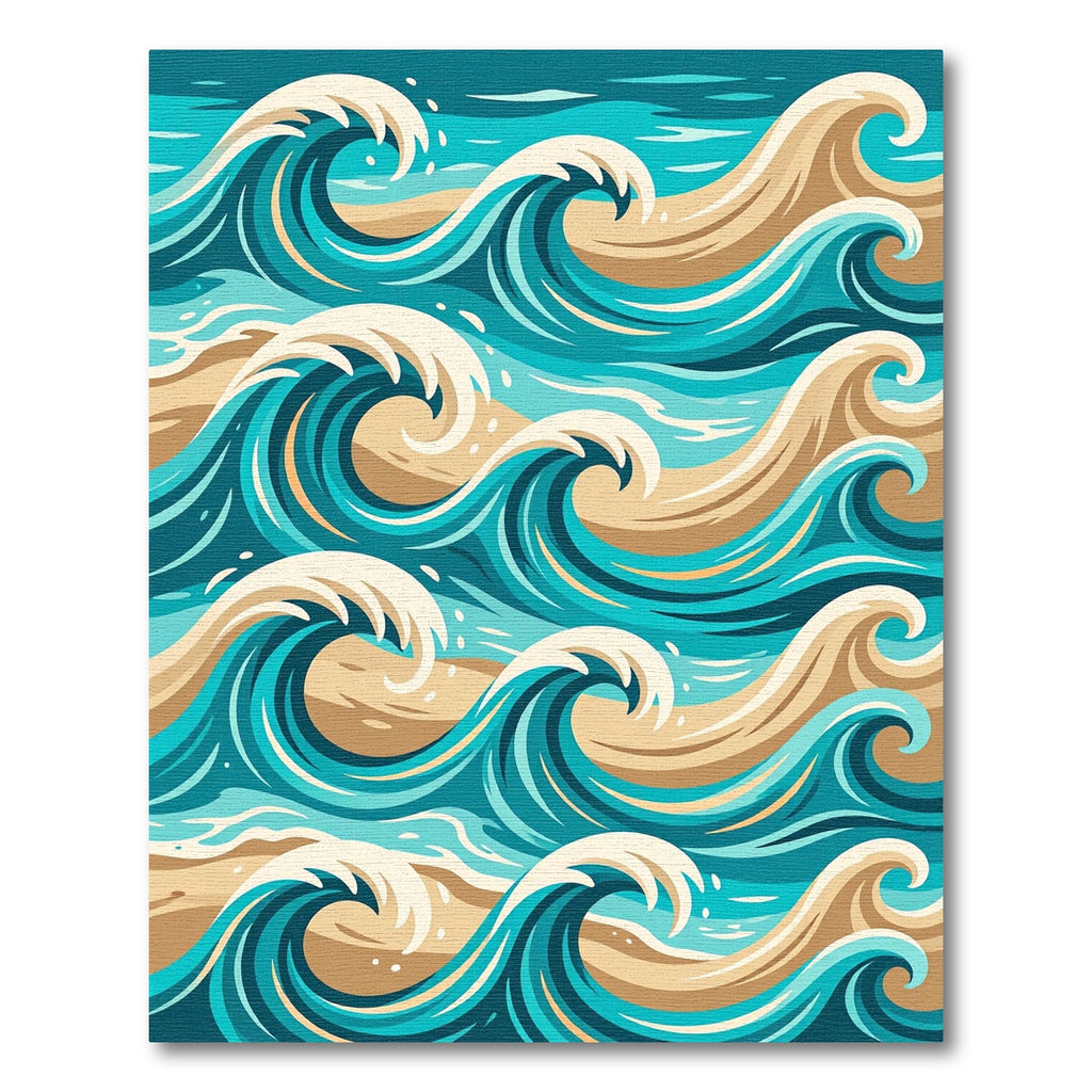 Abstract Teal and Sand Ocean Wave Rug