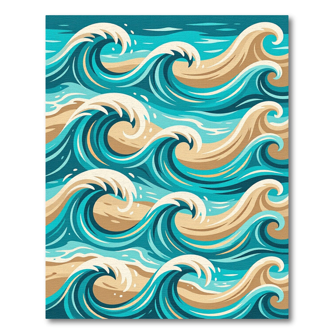 Abstract Teal and Sand Ocean Wave Rug