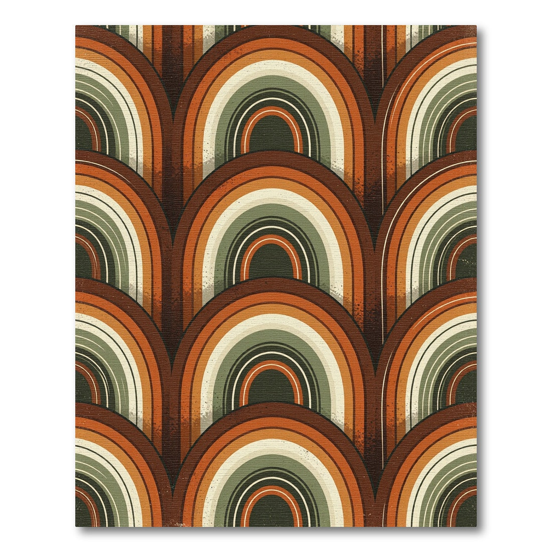 Retro Earthy Tone Arched Rainbow Rug