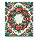 Elegant Red Peony Wreath Floral Art Rug