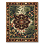 Tropical Botanical Medallion Deep Earthy Accent Rug