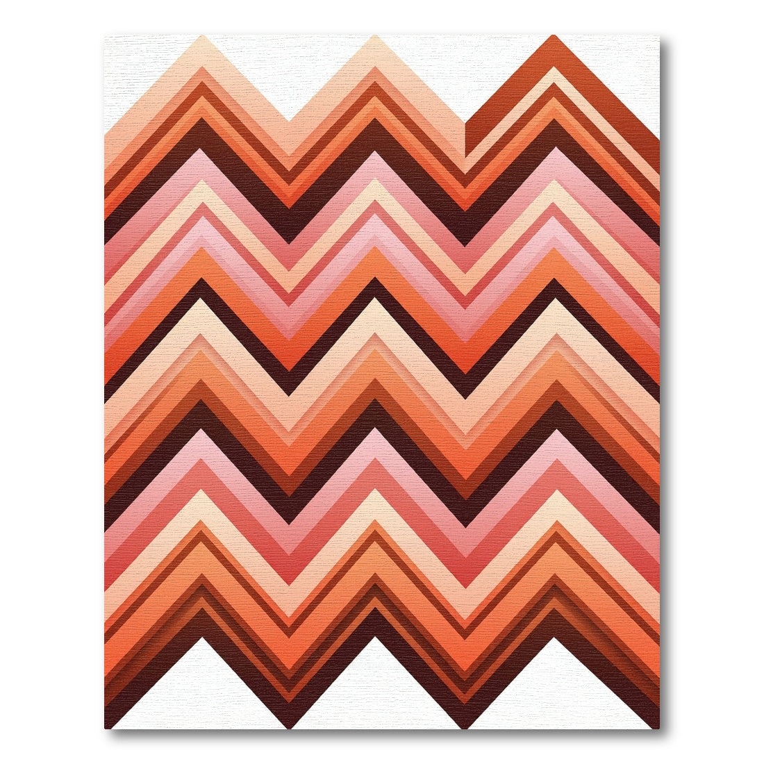 Retro Orange Pink Chevron Layers Rug