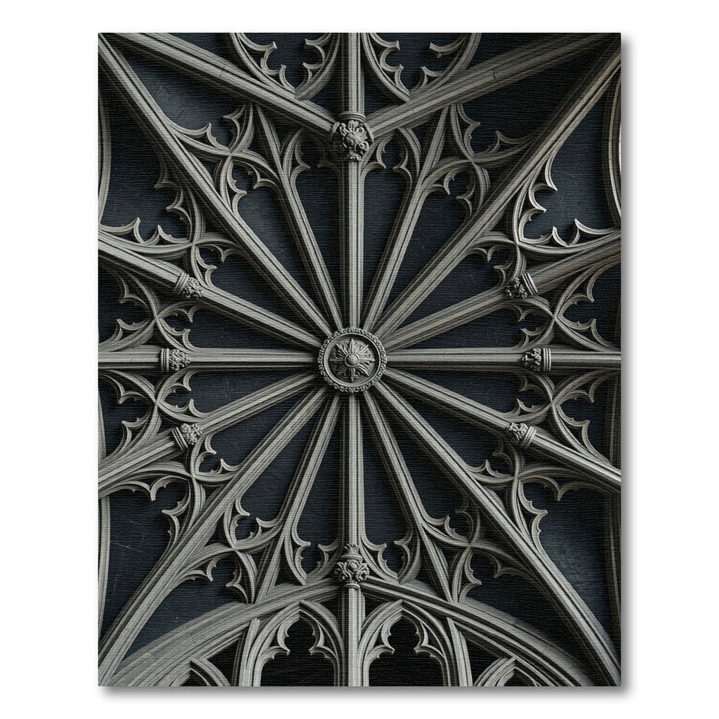 Gothic Charcoal Starburst Cathedral Medallion Rug