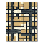 Deep Ochre Geometric Grid Rug