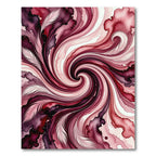 Burgundy Feather Swirl Abstract Wash Rug