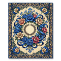 Navy Blue Floral Wreath Ribbon Rug