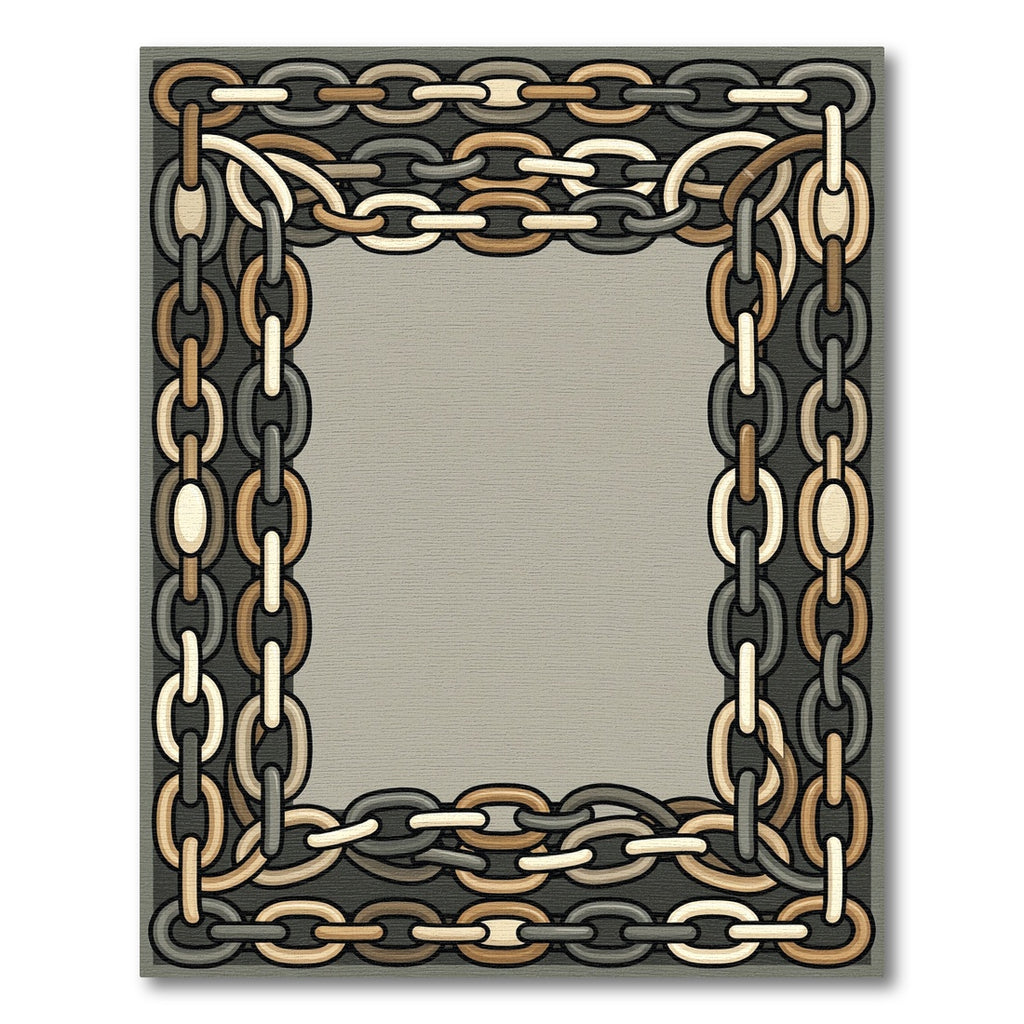 Rustic Interlocked Chain Border Rug