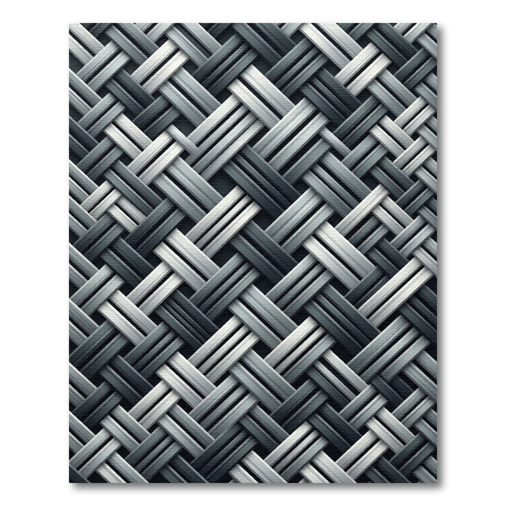 Monochrome Interlocking Geometric Woven Texture Rug