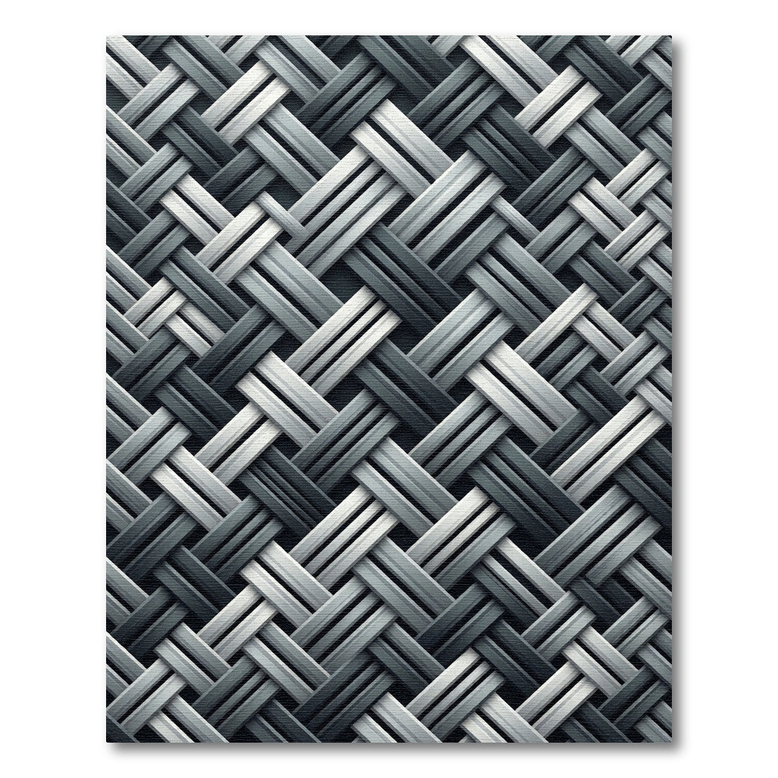 Monochrome Interlocking Geometric Woven Texture Rug
