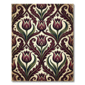 Deep Burgundy Tulip Art Nouveau Scroll Rug