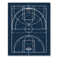 Minimalist Navy Basketball Court Diagram Rug