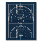 Minimalist Navy Basketball Court Diagram Rug