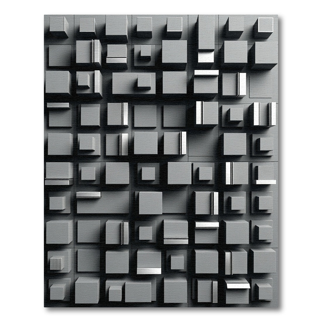 Minimalist Monochrome Geometric Cubist Sculpture Rug