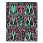 Dark Teal Floral Arch Keyhole Graphic Rug