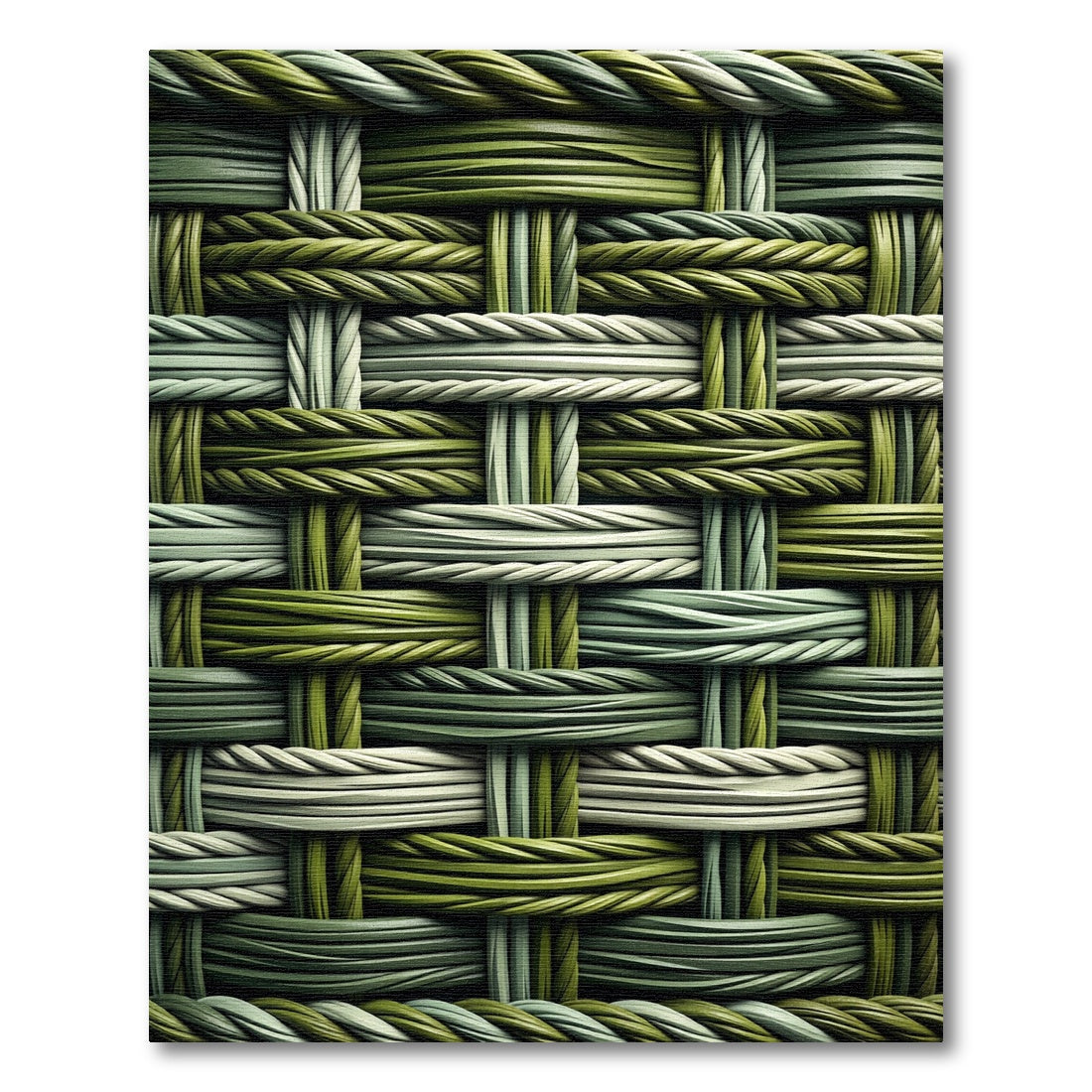 Green Woven Texture Interlaced Rope Rug