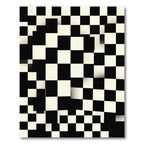 Black White Geometric Checkered Warp Rug