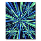 Radiant Blue Green Geometric Starburst Rug