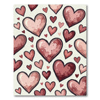 Watercolor Hearts Blush and Burgundy Rug