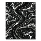 Black White Swirling Marble Texture Rug