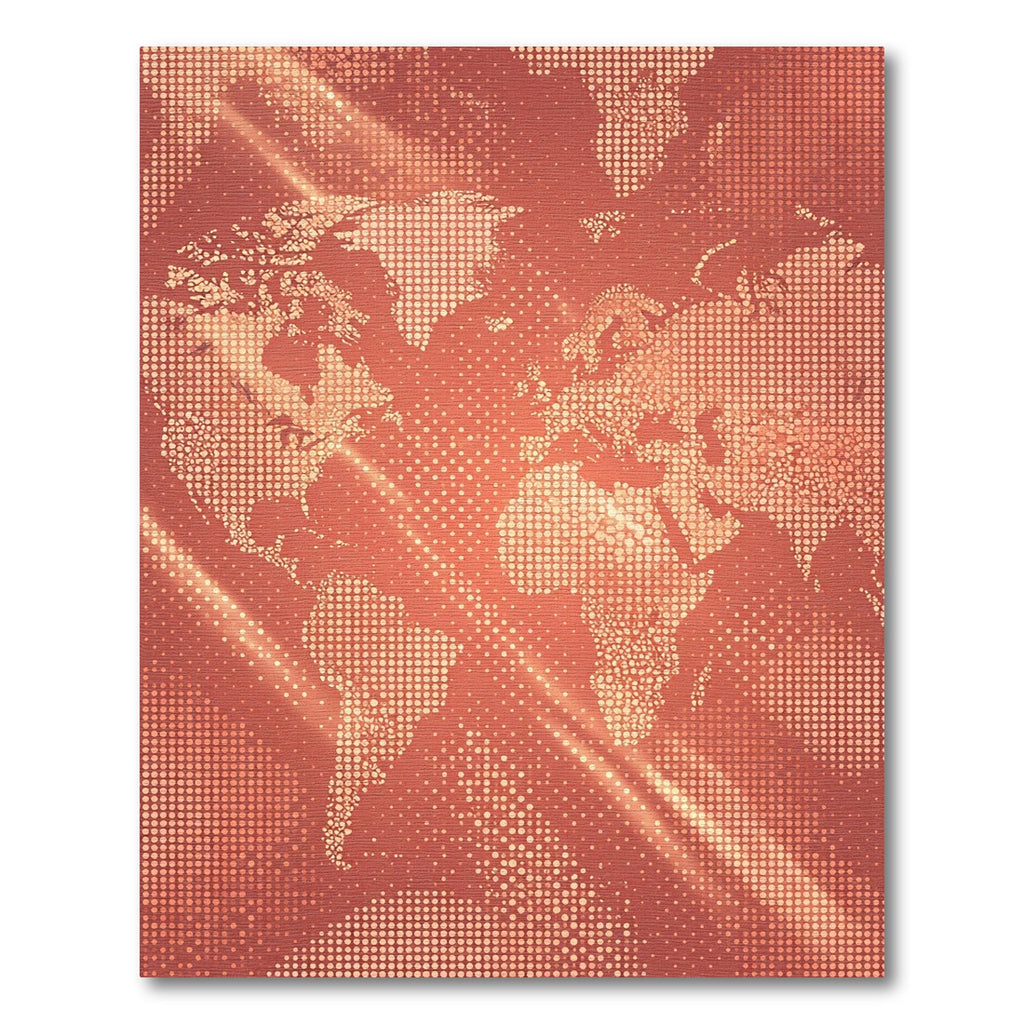 Coral Halo World Map Dots Rug