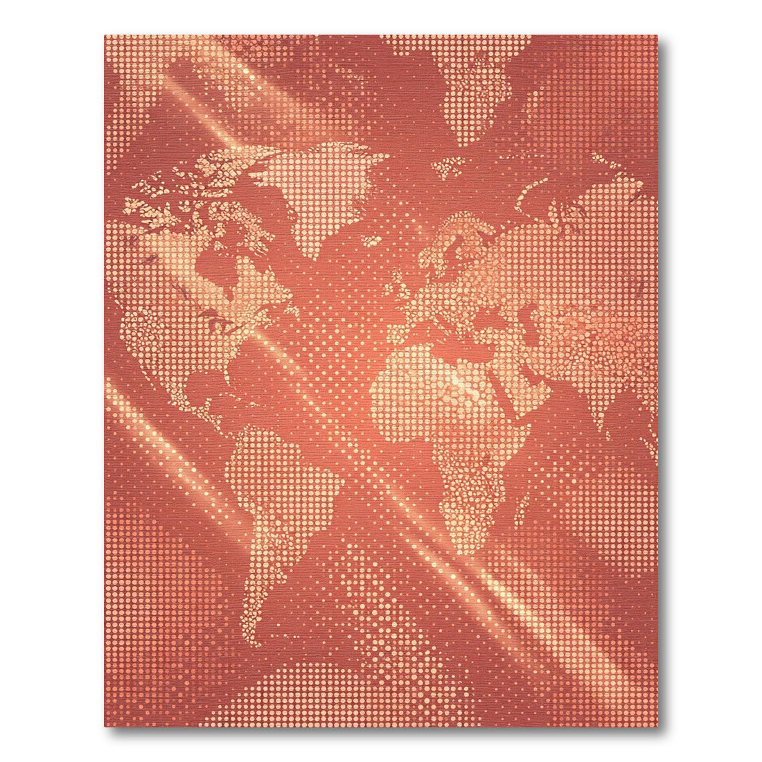 Coral Halo World Map Dots Rug