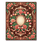 Elegant Rose and Tulip Baroque Frame Rug