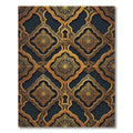 Ornate Gold Filigree Embossed Medallion Rug