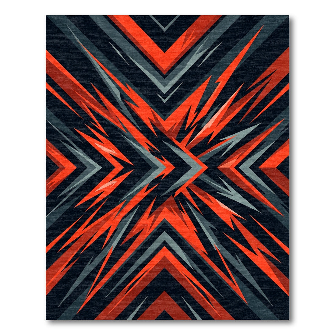 Dynamic Red And Charcoal Angular Abstract Rug