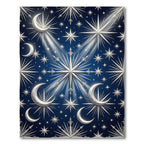 Celestial Silver Moon and Starry Sky Rug