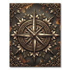 Vintage Compass Rose Antique Bronze Scroll Rug