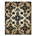Black and Gold Geometric Cross Art Rug