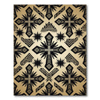 Black and Gold Geometric Cross Art Rug