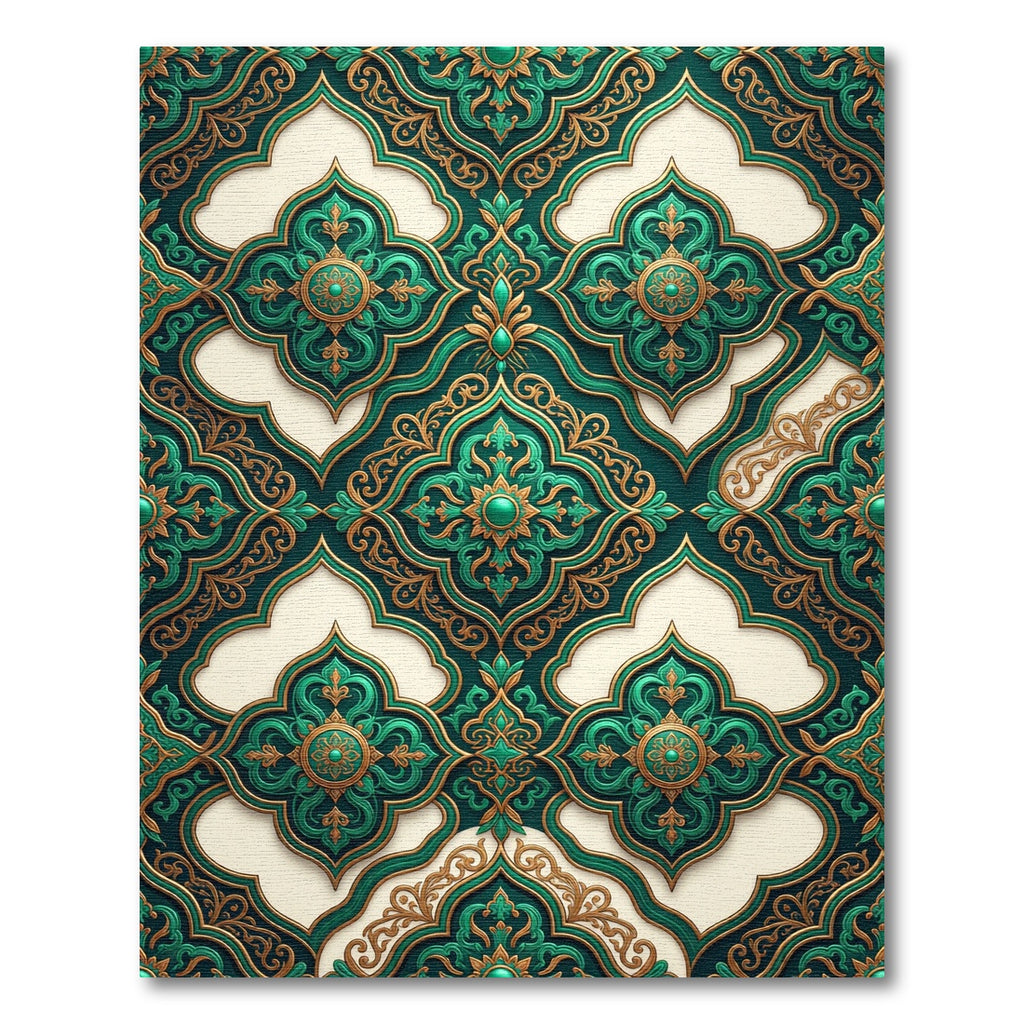 Emerald Gold Ornate Arabesque Rug