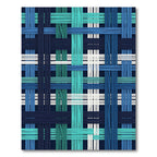 Woven Blue and Teal Grid Line Rug