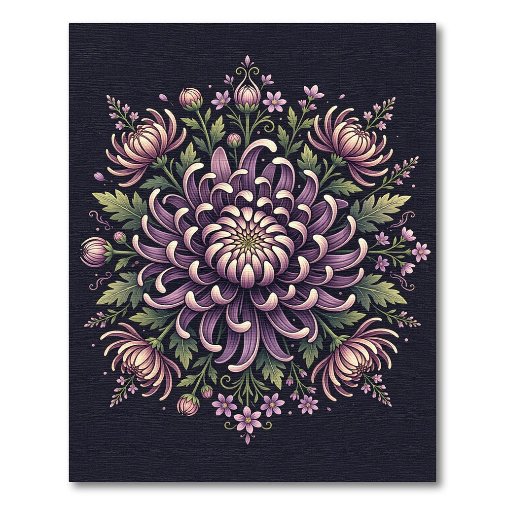 Purple Chrysanthemum Garden Medallion Rug