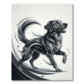 Dynamic Monochrome Running Dog Illustration Rug
