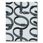 Modern Navy Leather Belt Loop Grid Rug