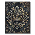 Ornate Royal Crown Gold Floral Medallion Rug