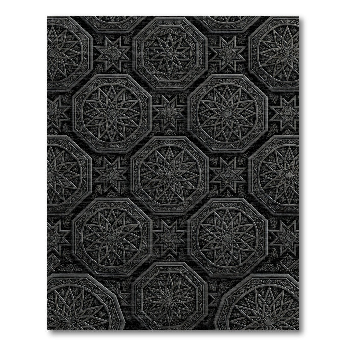 Dark Gray Intricate Octagonal Star Rug