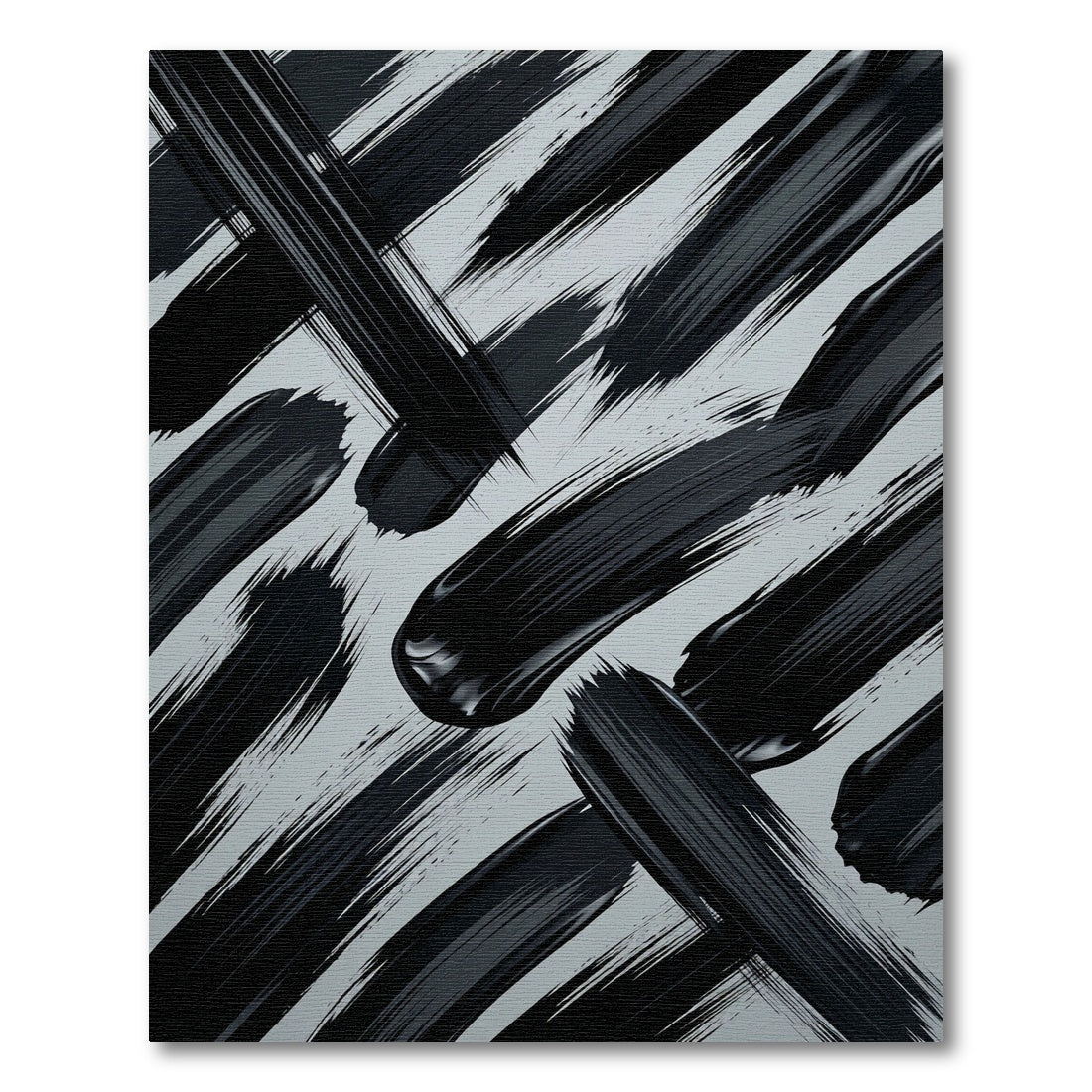 Modern Abstract Black Ink Brushstroke Rug