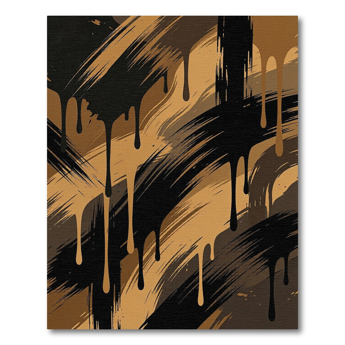 Abstract Espresso and Tan Drip Rug
