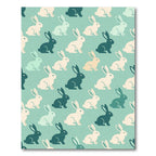 Charming Mint Green Bunny Rabbit Illustration Rug