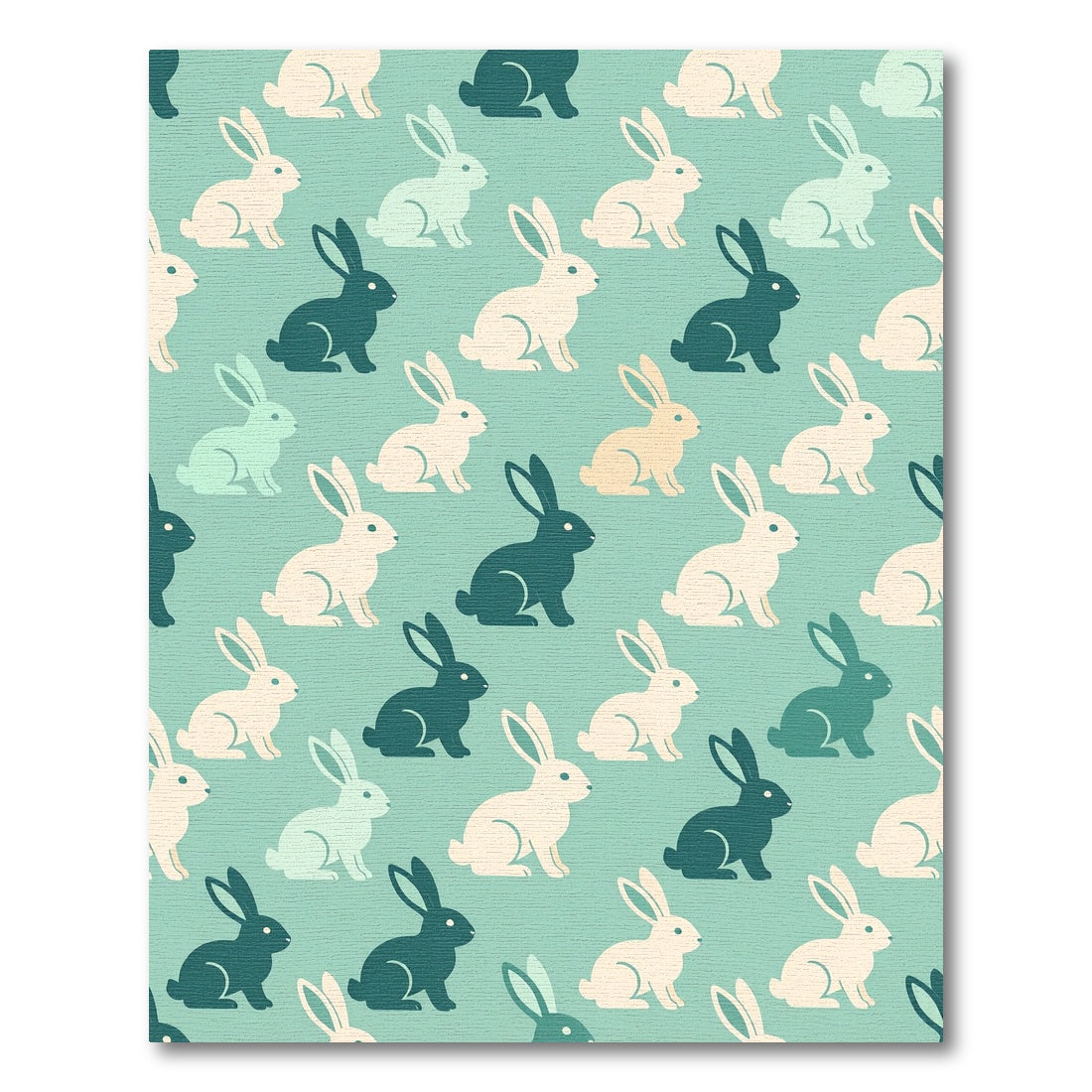 Charming Mint Green Bunny Rabbit Illustration Rug