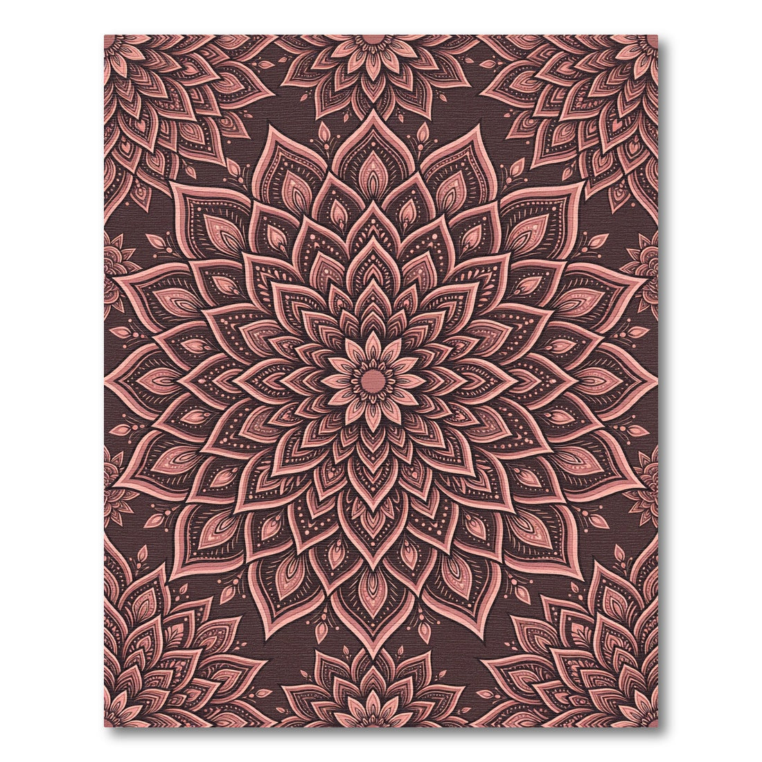 Dusty Rose Ornate Lotus Mandala Rug