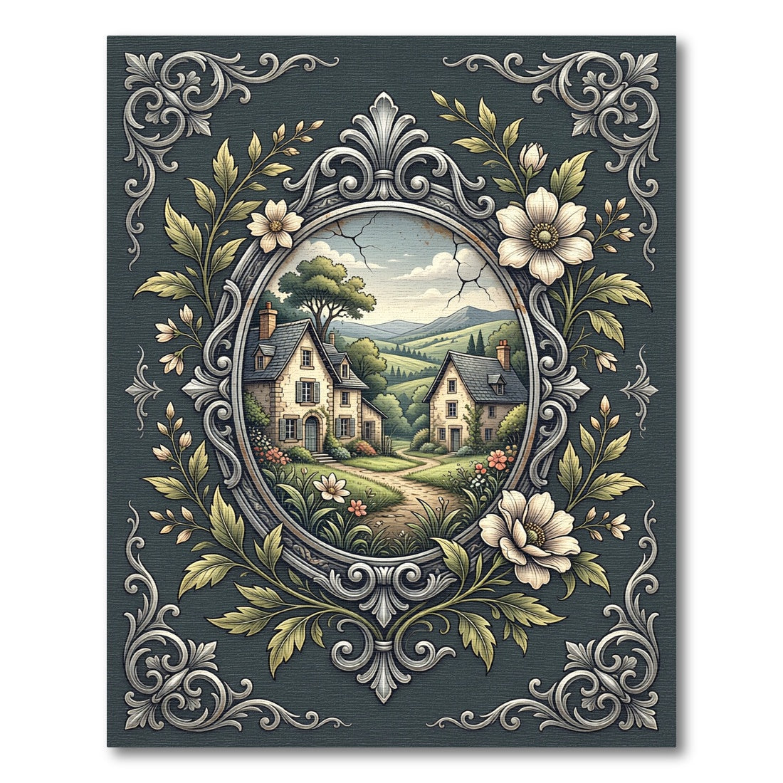 Ornate Victorian Village Floral Rug