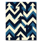 Navy and Cream Chevron Arrow Geometric Rug