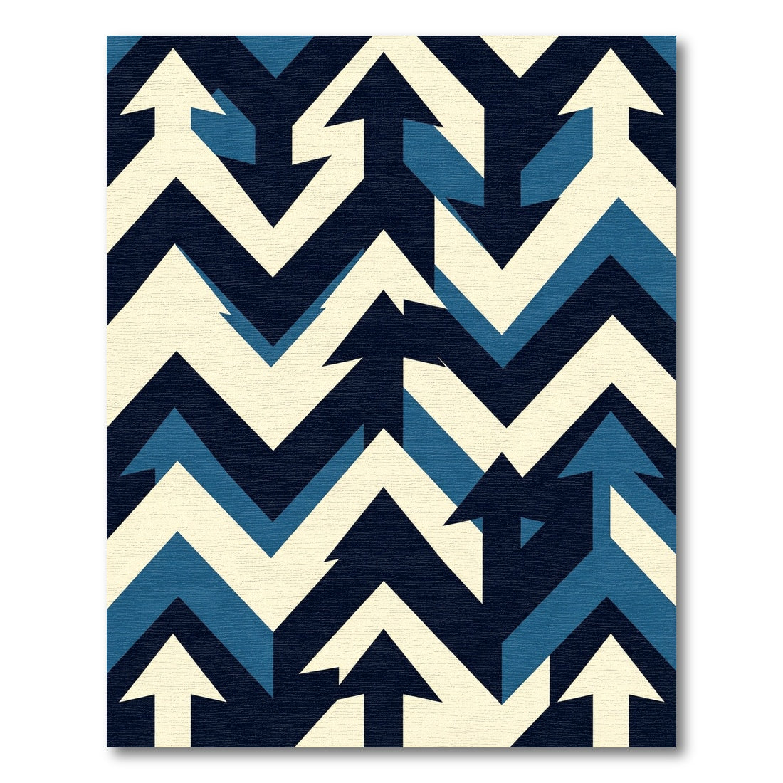 Navy and Cream Chevron Arrow Geometric Rug