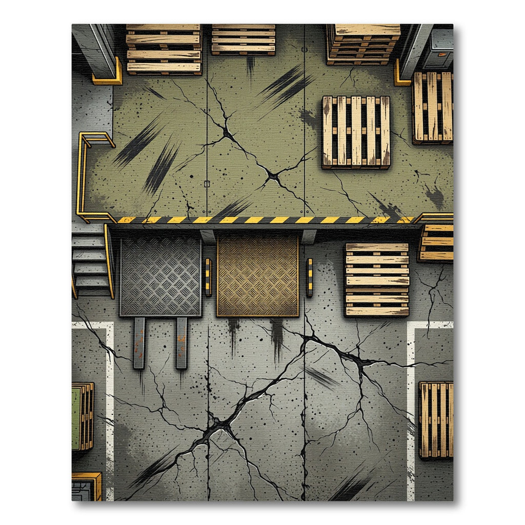 Industrial Concrete Cragged Warehouse Floor Rug