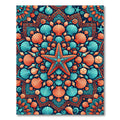 Vibrant Coral Blue Starfish Seashell Mandala Rug