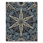 Celestial Gold Geometric Star Medallion Rug